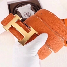 Hermes H Belt Buckle & Orange 32mm Clemence Strap 1:1 Replica HMS8Q6RY0L7