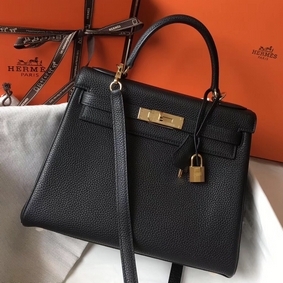 Hermes Kelly 32cm Bag In Black Clemence Leather GHW Replica HMS4S95I60F