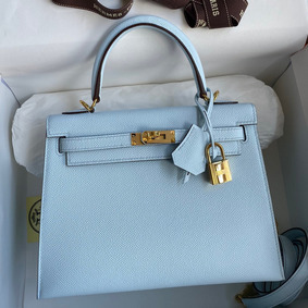 Hermes Kelly Sellier 25 Handmade Bag In Celeste Epsom Calfskin Replica HMS0GD2RA3M