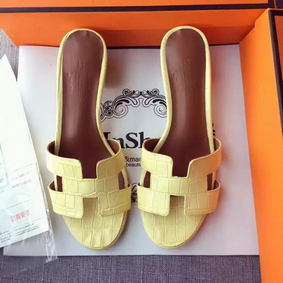 Hermes Leather Slipper HO742 Yellow Replica HMS5B5VLS4L