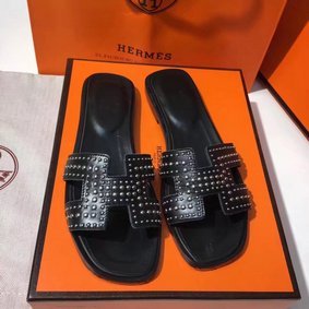Hermes Leather Slipper HO781JYX Black Replica HMSMAV59CD3