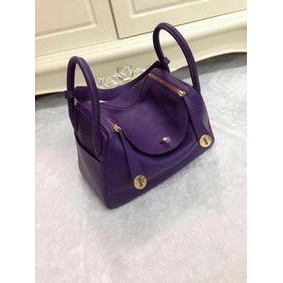 1:1 Replica Hermes Lindy 30CM Purple Leather Shoulder Bag HLD30 Gold HMSCEMH8ZN8