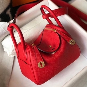 New Hermes Lindy Mini Bag In Red Clemence Leather GHW HMS620FZ4Q6