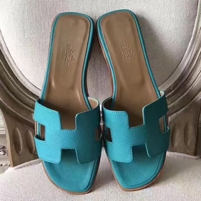 Hermes Oran Sandals In Lagon Epsom Leather Replica HMS348I5UXA