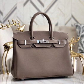 Replica Hermes original Epsom Leather HB35O grey&silver Metal HMSGOB9M0ZQ