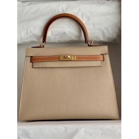 Hermes Original Epsom Leather KEL2578 light grey&brown HMSDO5W2255