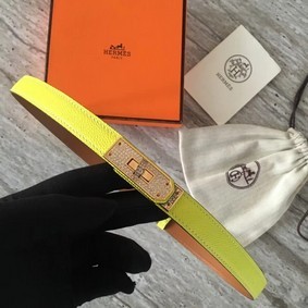 Knockoff Hermes original epsom leather Kelly belt H069853 yellow HMSQ9J1ZJ16