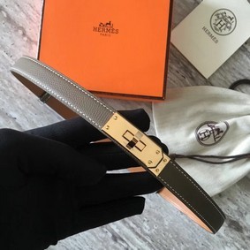 Replica Hermes original epsom leather Kelly belt H069854 grey gold plated metal HMSMCLKS27L