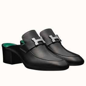 Fake Hermes Paradis Mules In Black Calfskin HMS0R06FWOV