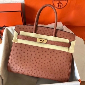 Hermes Birkin 30 Handmade Bag In Brown Ostrich Skin HMSKQU9UH6C