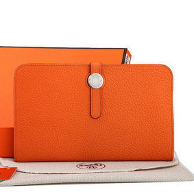 Hermes Dogon Combined Wallet A508 Orange 1:1 Replica HMS25J0302R