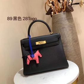 Hermes Kelly 28cm Shoulder Bags Togo Leather KL28 Black HMS0J1198RN