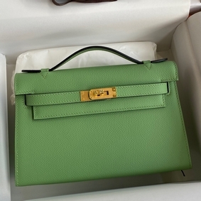 First-class Quality Hermes Kelly Pochette Handmade Bag In Vert Cypres Epsom Calfskin HMSN3B8SKA2