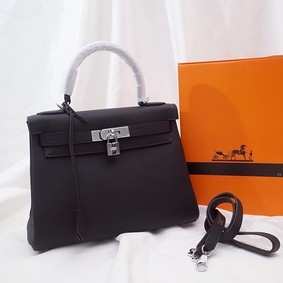Hermes Kelly Shoulder Bag Original TOGO Leather KY3255 black 1:1 Replica HMS9XHLO2K0