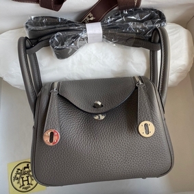 Imitation Hermes Mini Lindy Handmade Bag In Etain Clemence Leather HMSH83W5V82