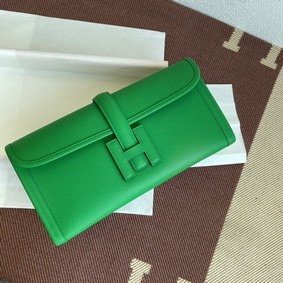 Hermes Original Espom Leather Clutch 37088 Bamboo green 1:1 Replica HMS432ZGO9D