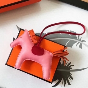 Hermes Rodeo Horse Bag Charm In Pink/Red/Orange Leather Top Replica HMSBY6Q7T28