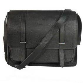 Imitation Hermes Steve 35CM Messenger Bag Clemence Leather Black HMS934YU6C9