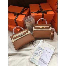 Hermes Kelly 19cm Shoulder Bags Epsom Leather KL19 brown Top Replica HMS2605DD12