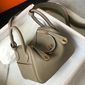 Hermes Lindy Mini Bag In Tourterelle Clemence Leather GHW Replica HMS7B0784D0