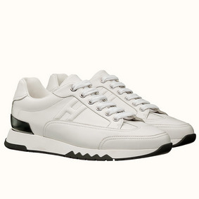 Hermes Men's Trail Sneakers In White Calfskin Leather Replica HMSR266T6A5