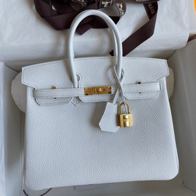 1:1 Replica Hermes Birkin 25 Retourne Handmade Bag In White Clemence Leather HMSH6C49QAR