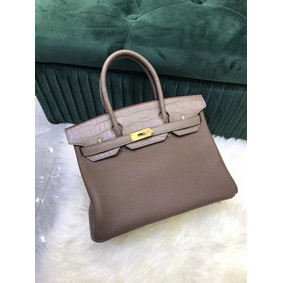 Best Quality Hermes Birkin Bag Original Leather crocodile togo HBK2530 gray HMS68277AW5