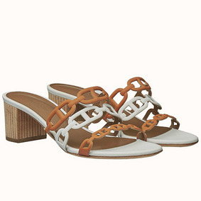 Hermes Tandem Sandals In Brown/White Lambskin 1:1 Replica HMS5P07NTC1