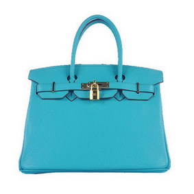 Hermes Birkin 30CM Tote Bags Light BLue Grainy Leather Gold HMS7CW3PPSW