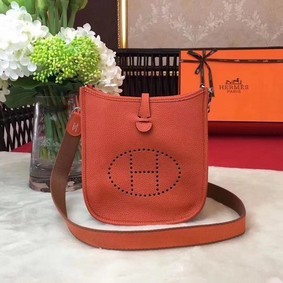 Hermes Evelyne mini 17cm Messenger Bag Original Calf Leather H1187 Orange Top Replica HMS5O14X6I7