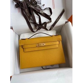 Hermes Original Epsom Leather KEL2278 yellow&gold-Tone Metal 1:1 Replica HMSH6EX8YK1