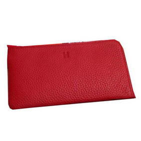 Hermes Zipper Wallet Grainy Leather HA309 Red 1:1 Replica HMSCRAC3QF3