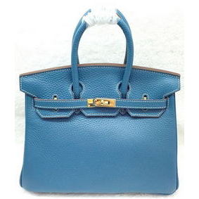 Imitation Hermes Birkin 25CM Tote Bag Original Leather H25T Blue HMS905NW82V