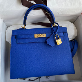Best Quality Hermes Kelly Sellier 25 Handmade Bag In Blue France Epsom Calfskin HMS32NC2577