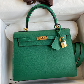 Hermes Kelly Sellier 25 Handmade Bag In Vert Vertigo Epsom Calfskin 1:1 Replica HMSA4XHU2LL