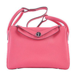 Hermes Lindy 30CM Grainy Leather Shoulder Bag H6207 Rose Top Replica HMS9J124MQ8
