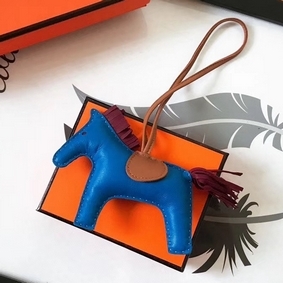 Hermes Rodeo Horse Bag Charm In Blue/Camarel/Ruby Leather Top Replica HMSXERXA7BQ