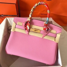 Top Replica Hermes Birkin 30 Handmade Bag In Pink Clemence Leather HMS83ULB3SU