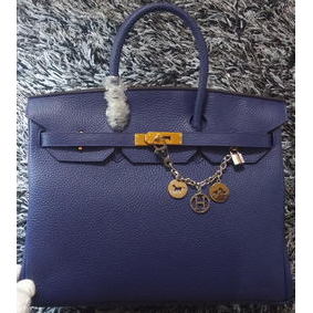 Copy Hermes Birkin 35CM Tote Bag Litchi Leather HB35GL Royal HMSML4W408Q