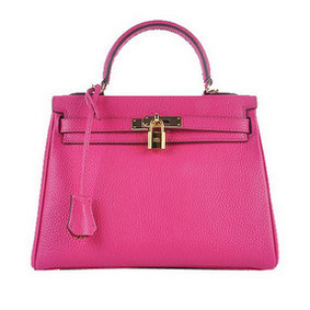 Hermes Kelly 28cm Shoulder Bags Rose Grainy Leather Gold HMS0GGPX7K7