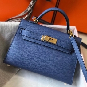 Knockoff Hermes Kelly Mini II Bag In Blue Agate Epsom Leather GHW HMS08TMBJ92