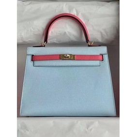Hermes Original Epsom Leather KEL2578 skyblue&pink 1:1 Replica HMSWG6STI5I