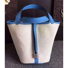 Top Replica Hermes Picotin Lock 18cm Bag Canvas HPL8618T Blue HMSKCKITGKW