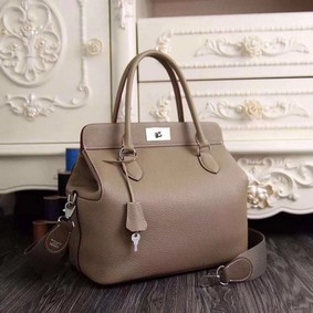 Imitation Hermes Toolbox Bag Original Togo Leather H3259 Light Grey HMSV0FS6KM1
