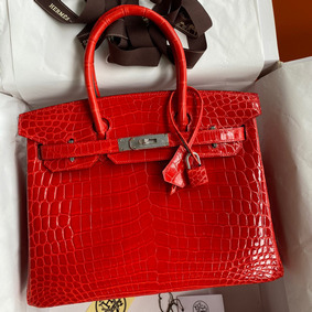 Hermes Birkin 30 Handmade Bag In Red Crocodile Niloticus Shiny Skin 1:1 Replica HMSB04R0W2H