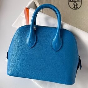 Hermes Bolide 1923 Mini Handmade Bag In Blue Frida Chevre Mysore Leather 1:1 Replica HMS6JEY7M89