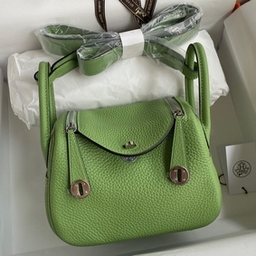 Copy Hermes Mini Lindy Handmade Bag In Vert Cypres Clemence Leather HMS87731NBE
