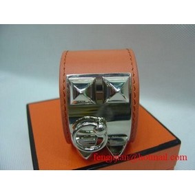2009 Hermes Orange Leather Silver Bangle 1171 Top Replica HMSA7KJQM4V