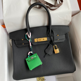 Knockoff Hermes Birkin 30 Retourne Handmade Bag In Black Clemence Leather HMSN7ADU8Z1