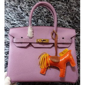 Hermes Birkin 30CM Tote Bags Litchi Leather H30LI Lavender Top Replica HMS27V589JH